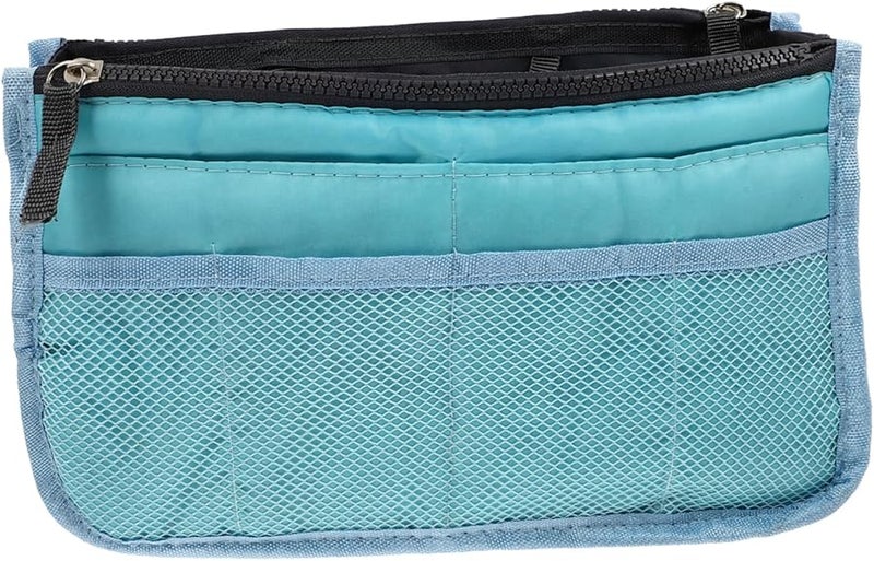 Large Capacity Travel Toiletry Organizer Pouch Foldable Cosmetic Storage Bag Sky Blue - Image 1